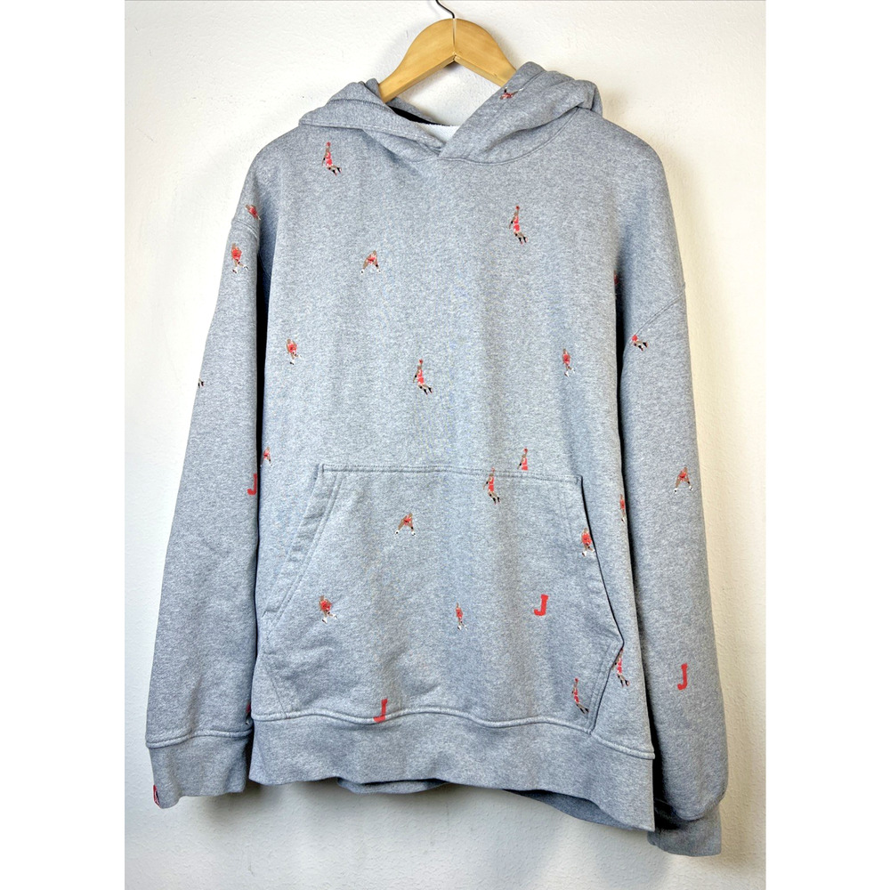 Air Jordan Men's XL Gray Jumpman Print MJ #23 Hoodie Sweatshirt basketball sport
